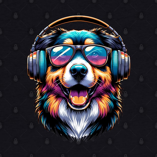 Mountain Cur as Smiling DJ with Headphones and Sunglasses by ArtRUs